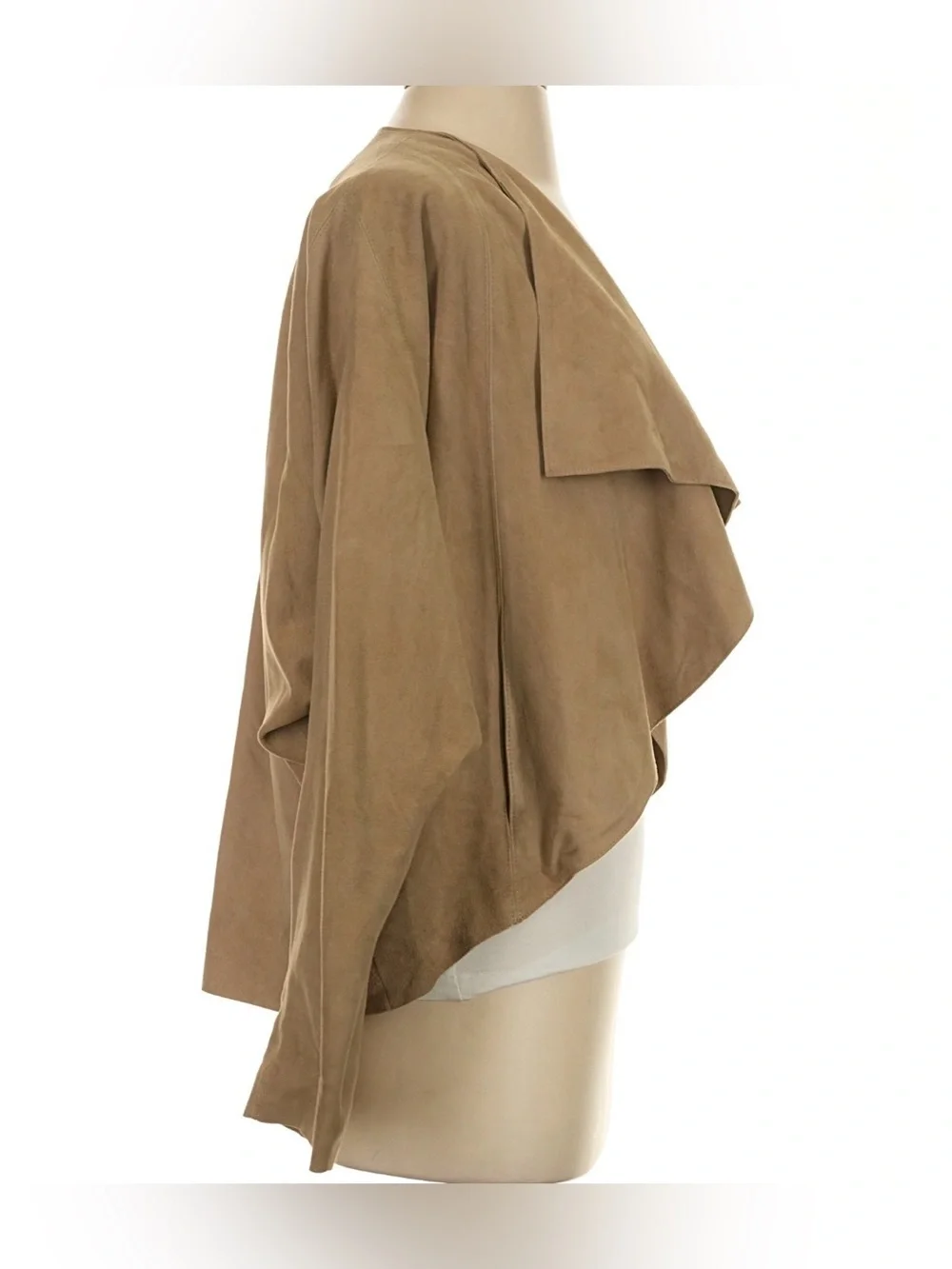 Polo Ralph Lauren Women’s Tan Goat Suede Leather Open Front Jacket Cardigan XS/S